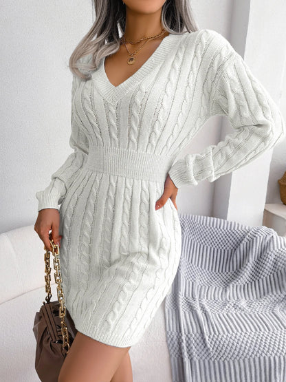 👗 Women V-Neck Knitted Mini Dress | Slim Fit Winter Casual Dress ✨