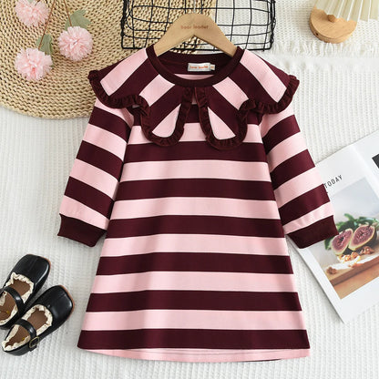 Premium Girls Doll Neck Flower Print Princess Dress