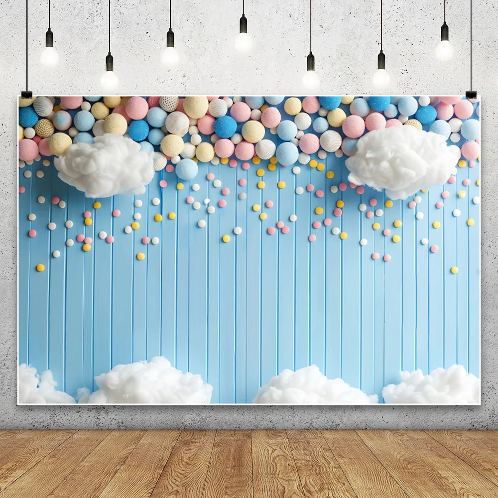 Blue Starry Sky Baby Shower & Birthday Backdrop | Cloud & Moon Party Photo Background