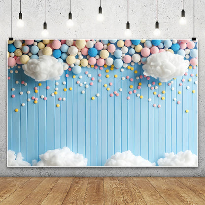 Blue Starry Sky Baby Shower & Birthday Backdrop | Cloud & Moon Party Photo Background