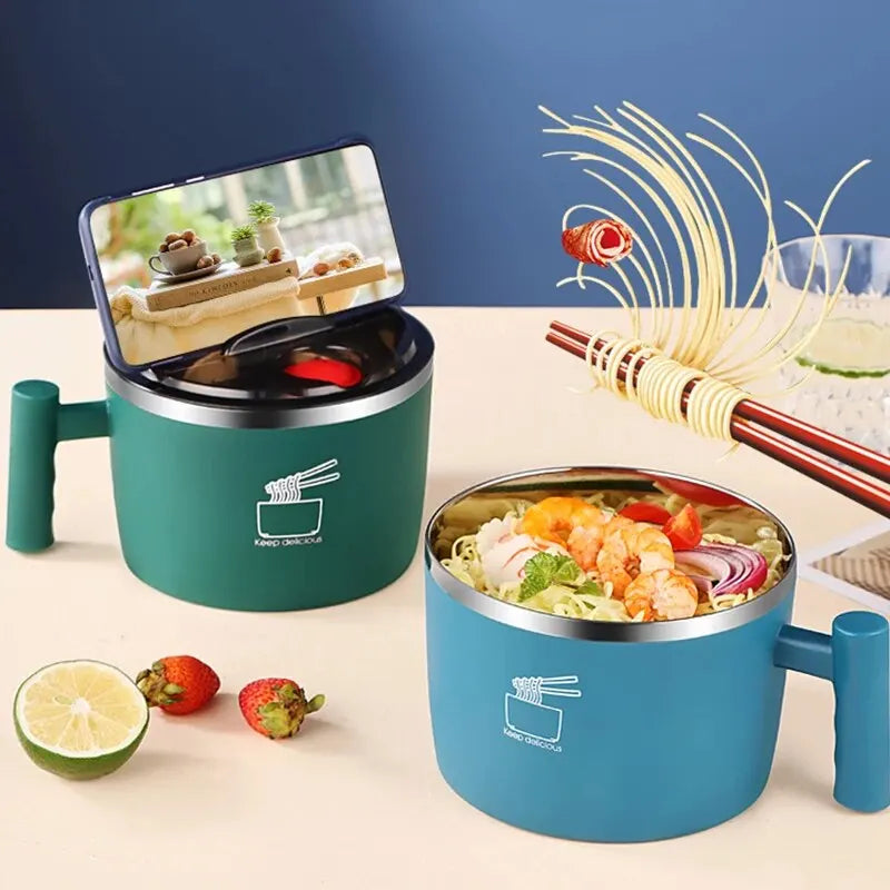 🍜 ✨ Glomexia Stainless Steel Noodle Bowl with Lid