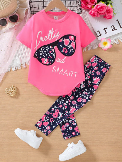 Premium Girls Cartoon Summer Clothing Set – Short Sleeve & Shorts