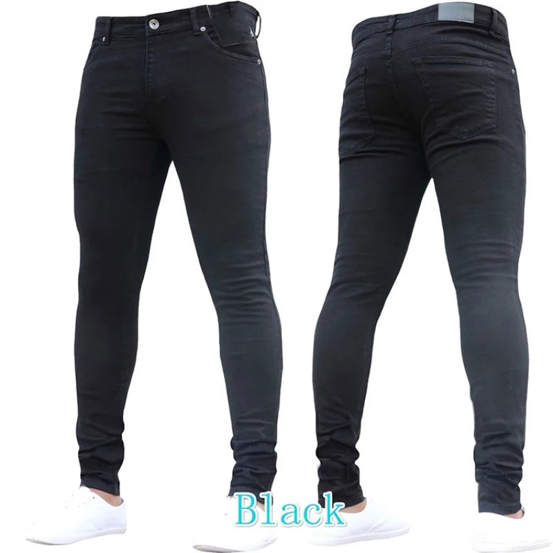 🔥 Men’s Pencil Fit Jeans – Low Waist Casual Denim Pants