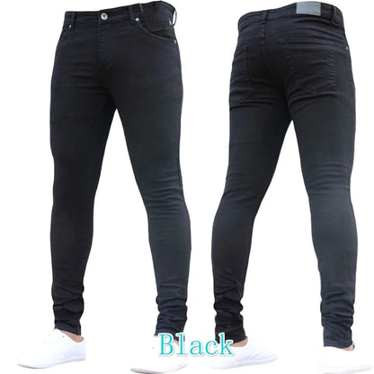 🔥 Men’s Pencil Fit Jeans – Low Waist Casual Denim Pants