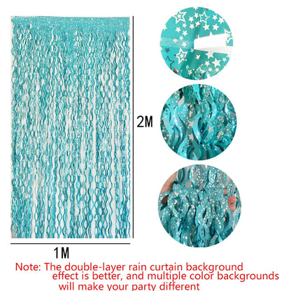 Metallic Tinsel Foil Fringe Curtain with Star