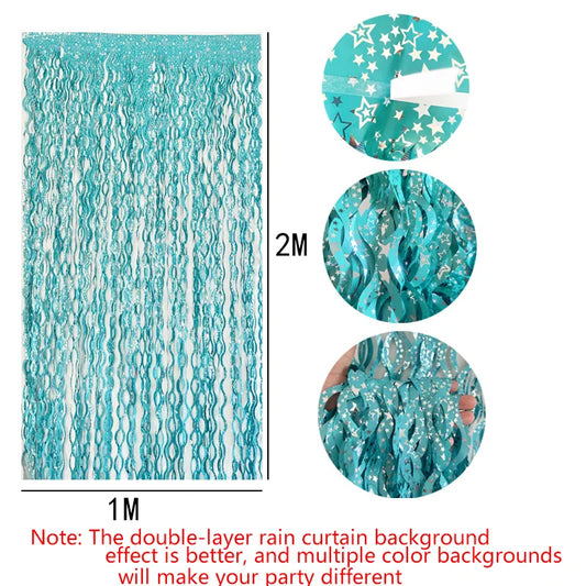 Metallic Tinsel Foil Fringe Curtain with Star