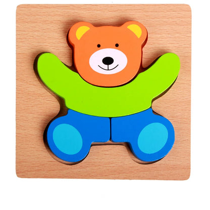 Wooden 3D Cartoon Animal Puzzle Toy
