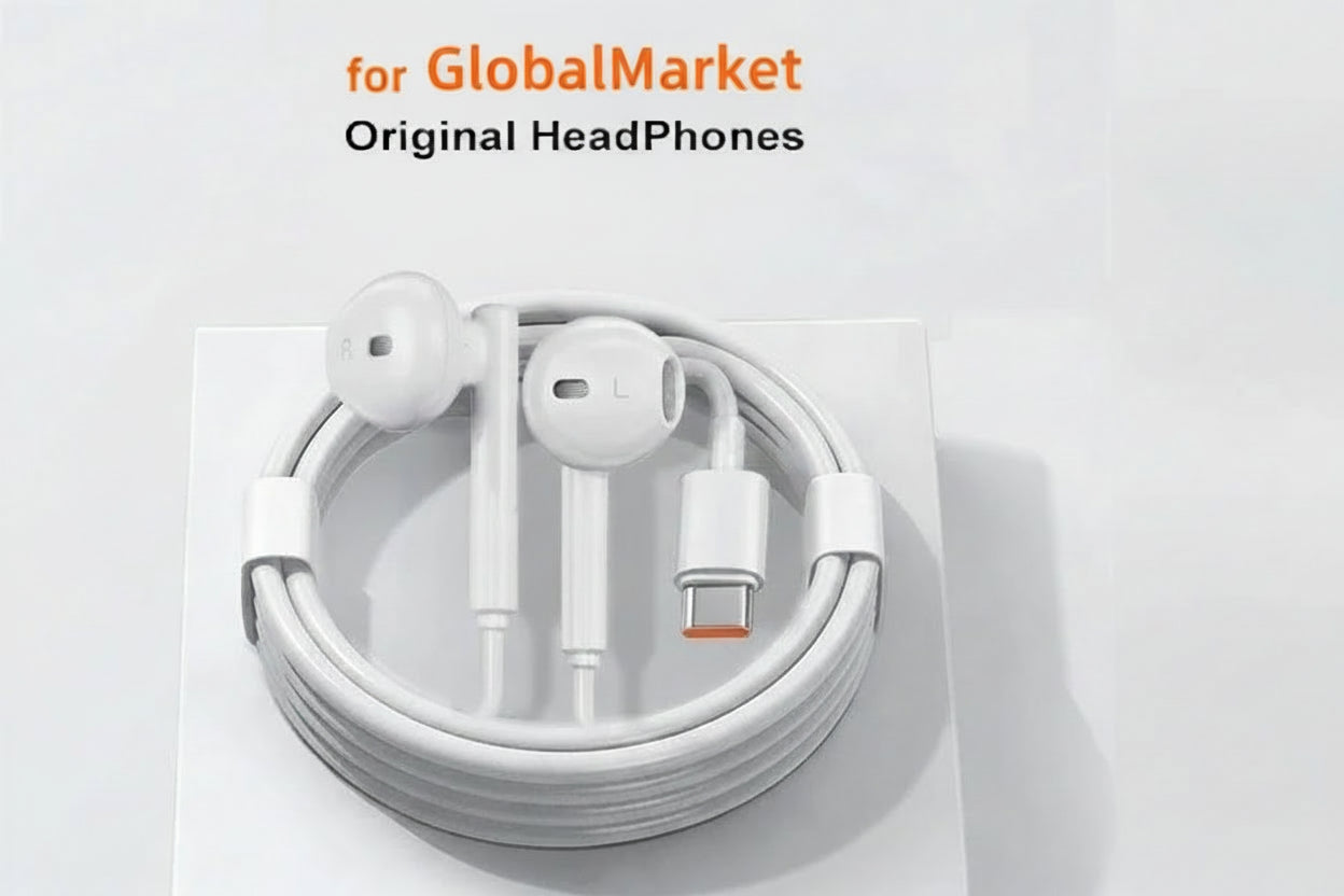 🎧 GlobalMarket Premium Wired In-Ear Earphones – Type-C & 3.5mm Universal Headset for Smartphones
