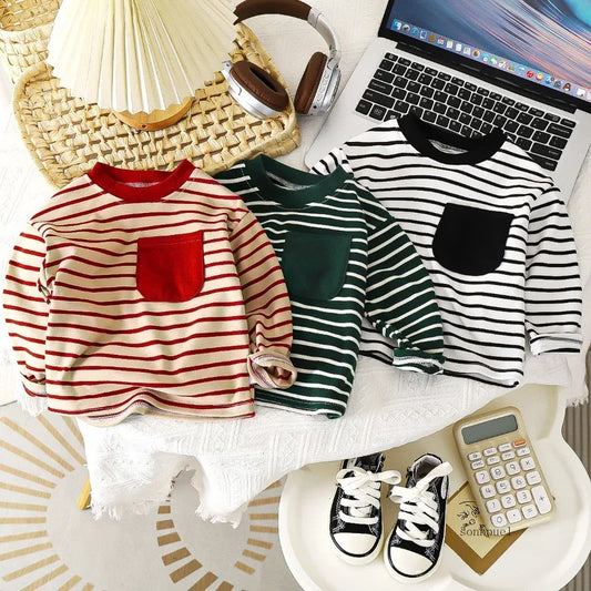 Kids Striped Sporty Long Sleeve Tee ⚡👦👧