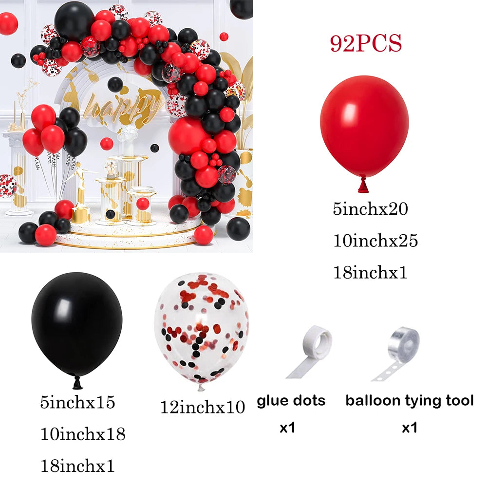110pcs Red Black Balloon Arch Garland Kit – Party Decoration Set