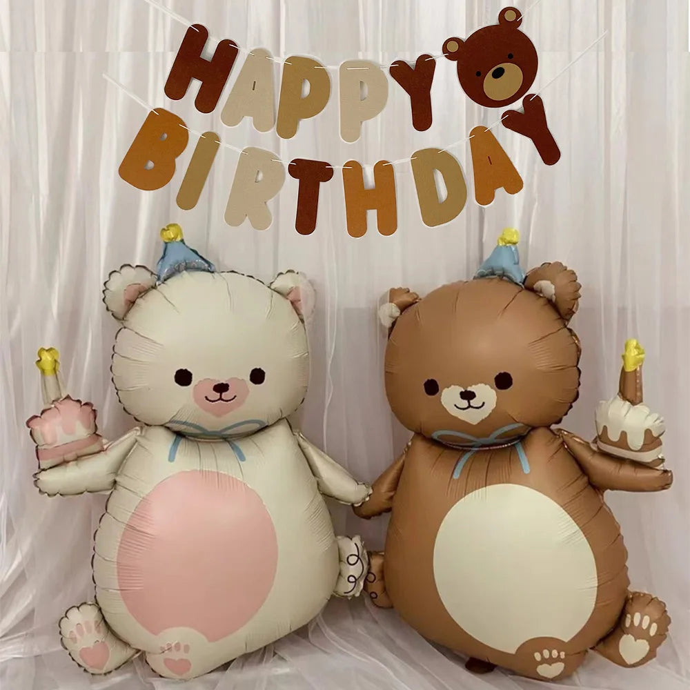 Premium Teddy Bear Birthday Balloon Decoration Set