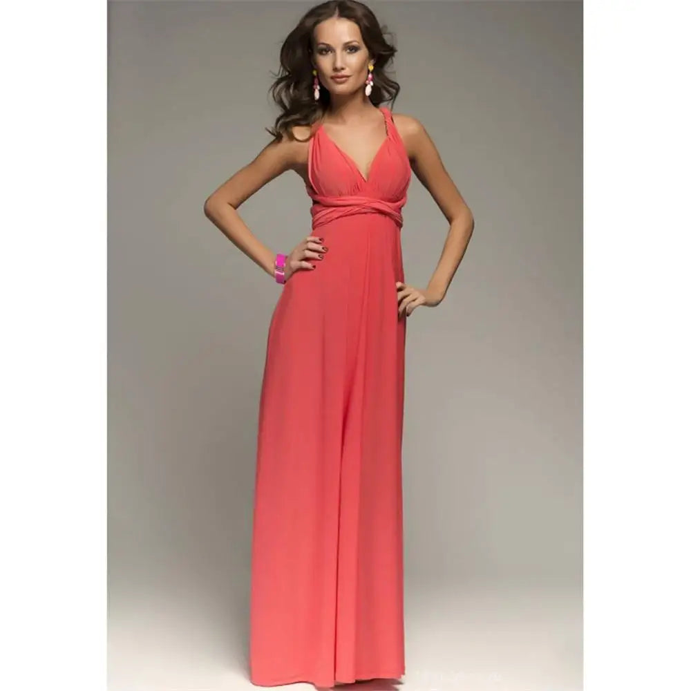 Women’s Multiway Wrap Maxi Dress – Convertible Boho Party Gown