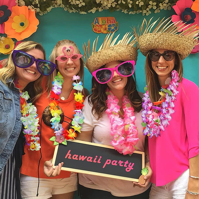 Hawaiian Flower Garland Lei | Tropical Party Decoration | GLOMEXIA