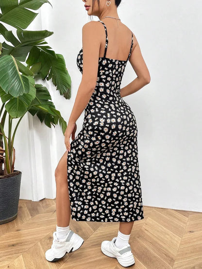 🌸 Spaghetti Strap Printed Maxi Dress
