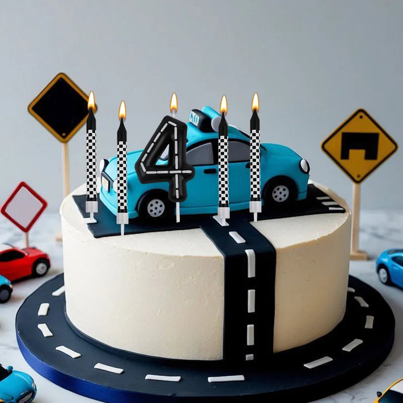 7pcs Racing Cars Birthday Number Candle Set – Cake Topper Decoration