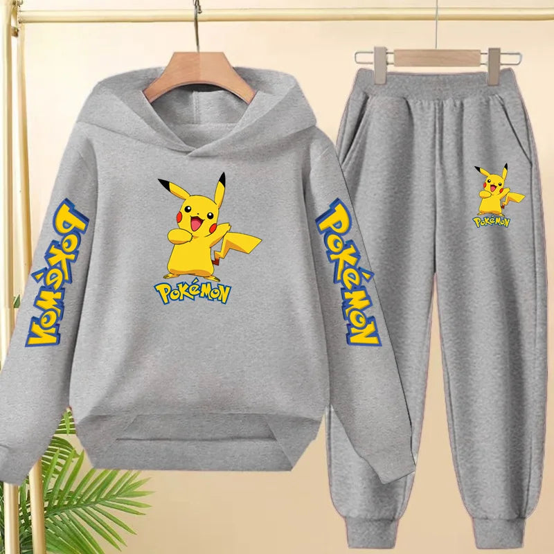 Kids Velvet Hooded Outfit Set – Warm Printed Jacket & Pants