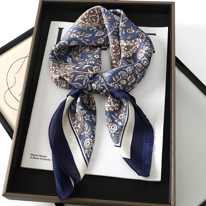 Women’s Luxury Cat Print Silk Square Scarf (70cm)