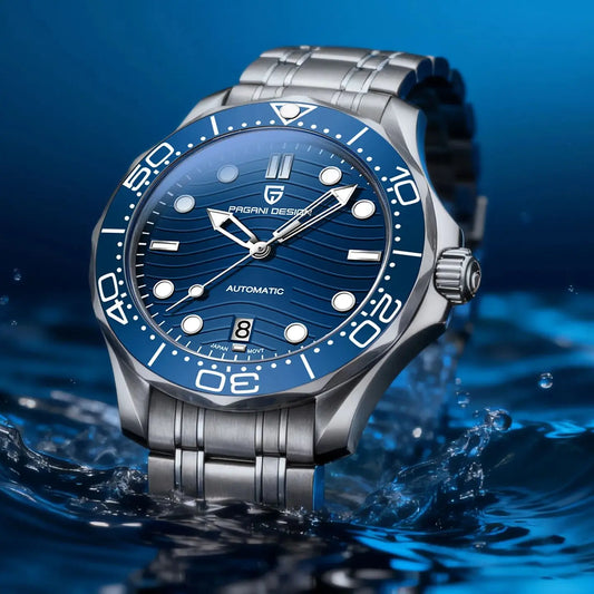 Men’s Automatic Diving Watch – Blue Dial Mechanical Wristwatch
