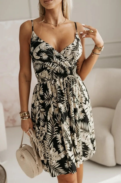 Glomexia Women’s Floral Summer Dress – Spaghetti Strap A-Line