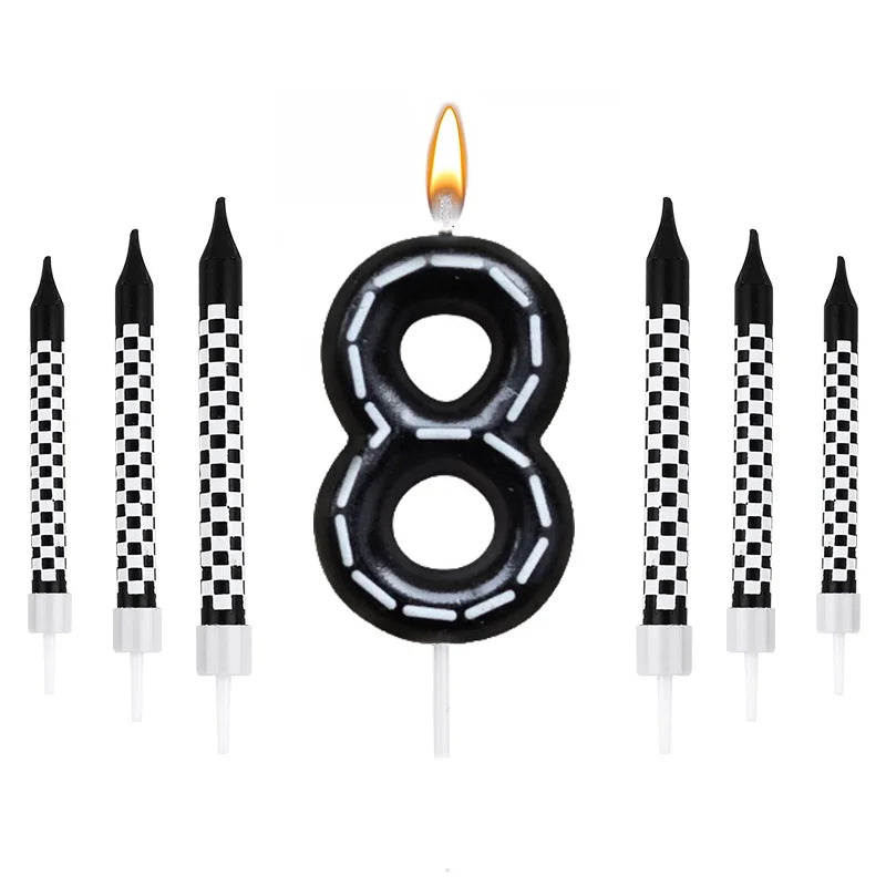 7pcs Racing Cars Birthday Number Candle Set – Cake Topper Decoration