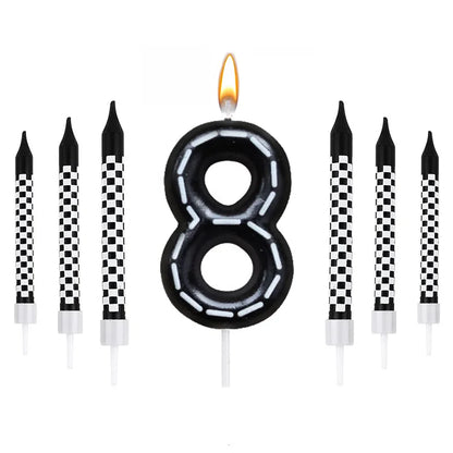 7pcs Racing Cars Birthday Number Candle Set – Cake Topper Decoration
