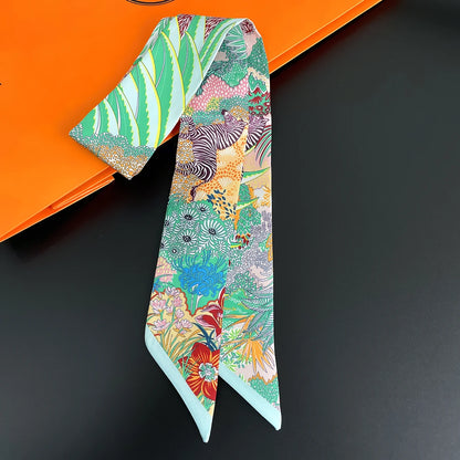 🧣 Glomexia Silk Print Hair Scarf – Elegant Women Fashion Wrap ✨