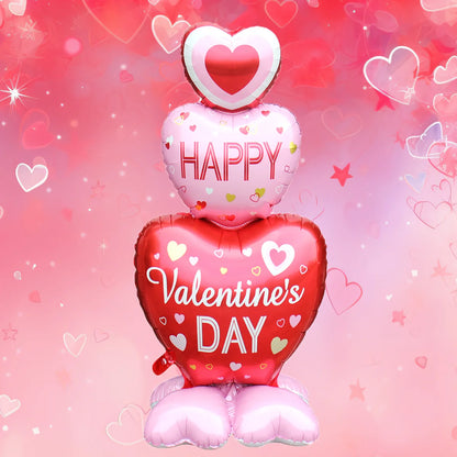 Large Kiss Me Love Heart Foil Balloon Stand