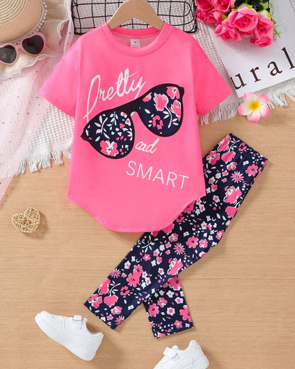 Premium Girls Cartoon Summer Clothing Set – Short Sleeve & Shorts