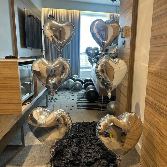 Black & Silver Birthday Balloon Decoration Set – 1050pcs Party Kit