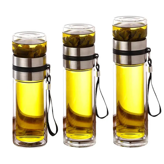 🍵 Double Wall Glass Tea Infuser Bottle ✨