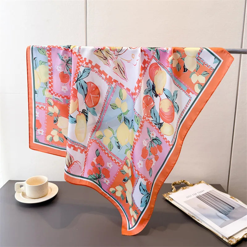 Women’s Luxury Floral Printed Silk Scarf