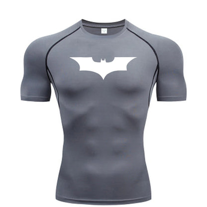 🦇💪 Men’s Bat Print Compression Tee | Gym Fit 🏃‍♂️