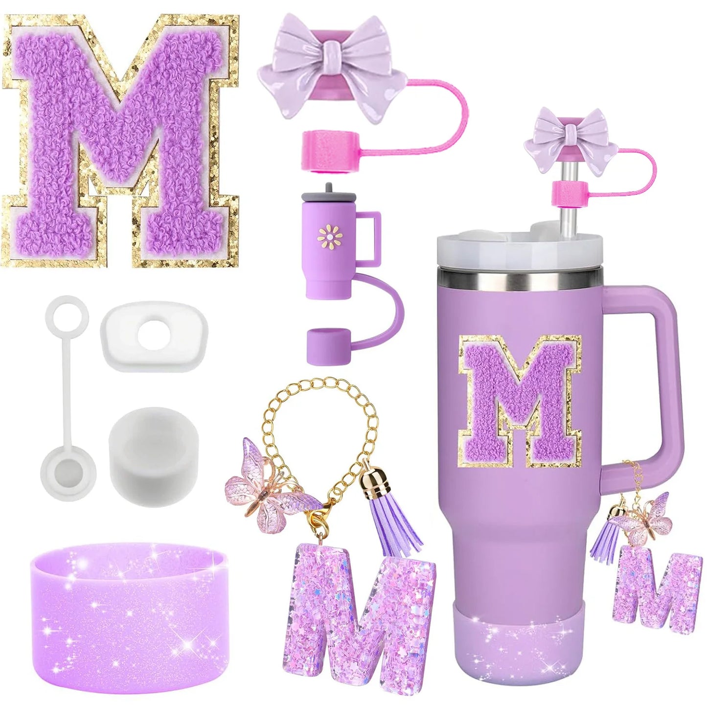 🥤 ✨ Glomexia 8-Piece Tumbler Accessories Set (Purple)