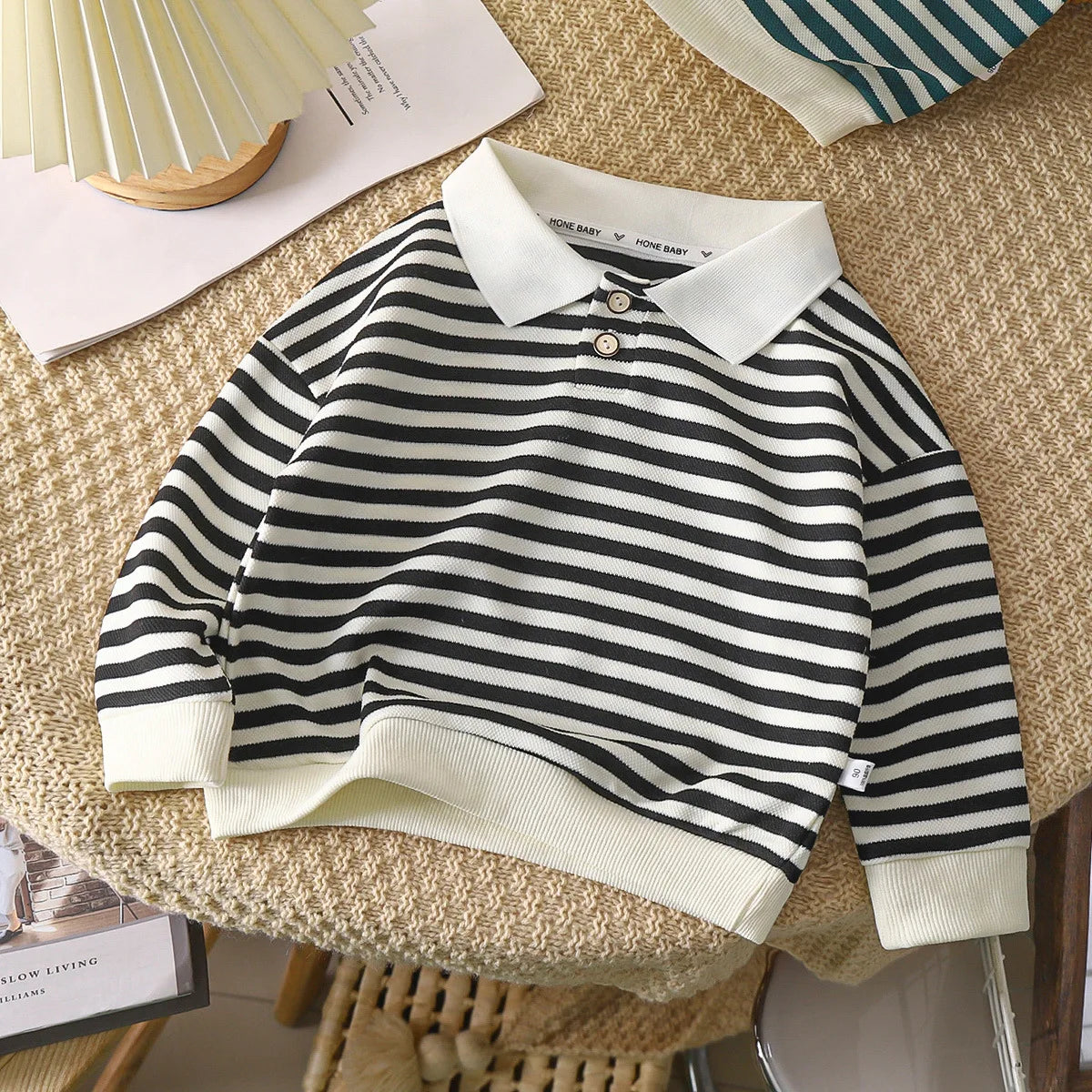 Glomexia Boys Striped Polo Tee – Long Sleeve