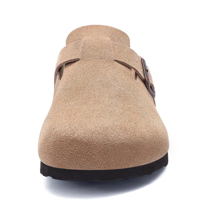 Women Suede Cork Mules 👡 | Arch Support Buckle Clogs