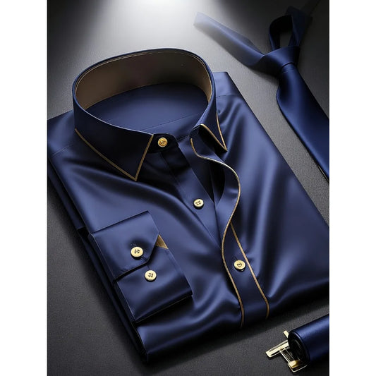 Men’s Premium Patchwork Tuxedo Shirt – Full Sleeve Stylish Party & Casual Wear