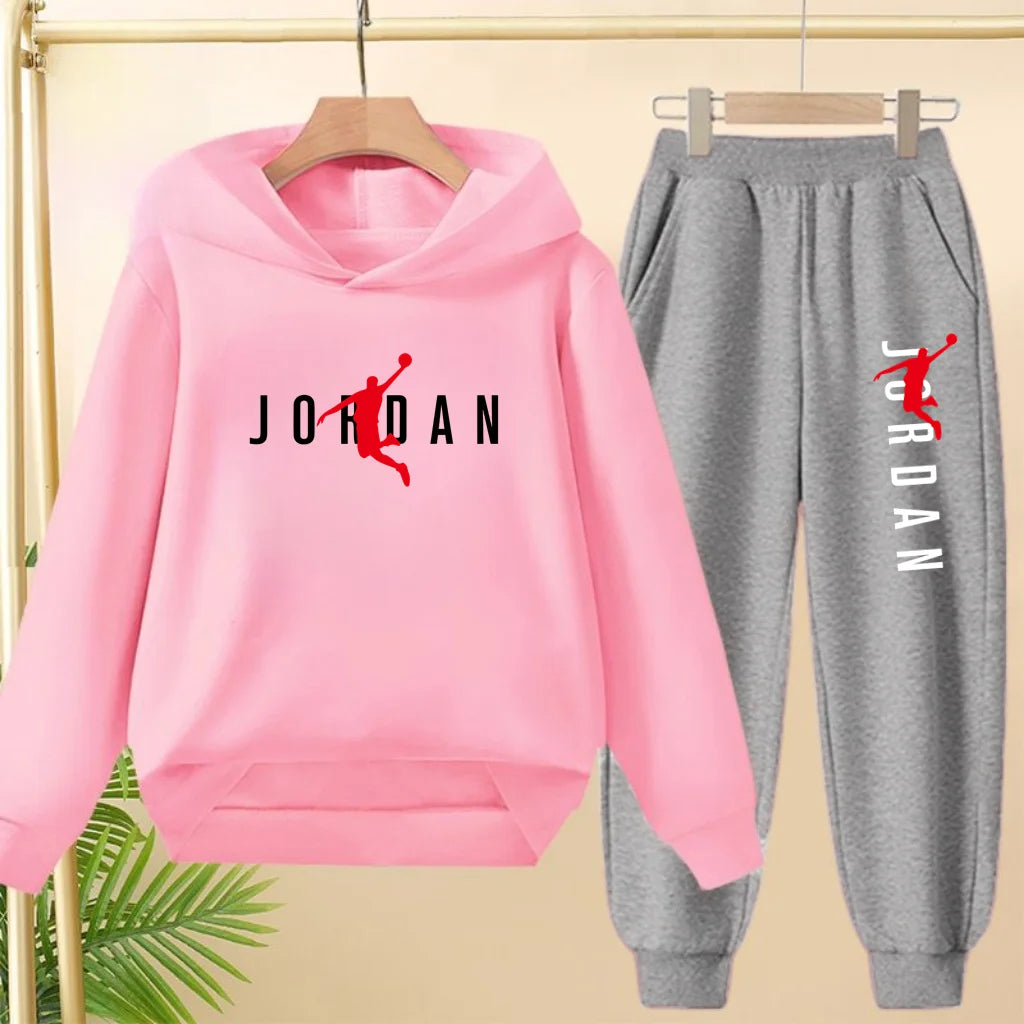 Glomexia Kids Black Hoodie Set – Trendy Sports Outfit
