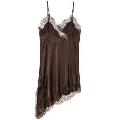 🌍 Glomexia – Women’s Lace Asymmetric Slip Dress | Sleeveless Backless Mini Party Dress 💃✨