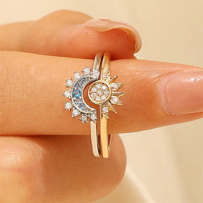 Sparkling Moon Sun Star Adjustable Ring