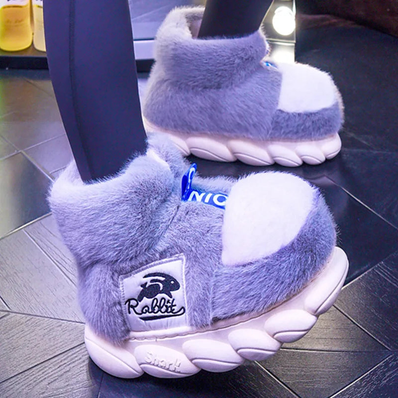 🧸 Winter Plush Home Slippers – Platform Warm Indoor Snow Shoes
