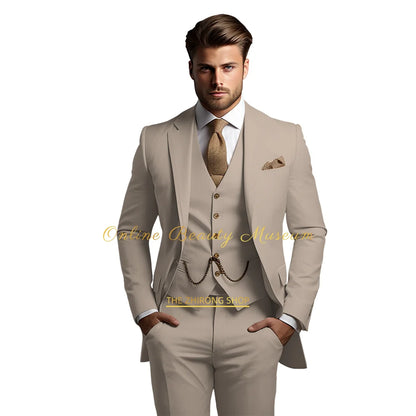 🤵 Men’s Wedding Banquet Suit – Classic Single Breasted Formal Set