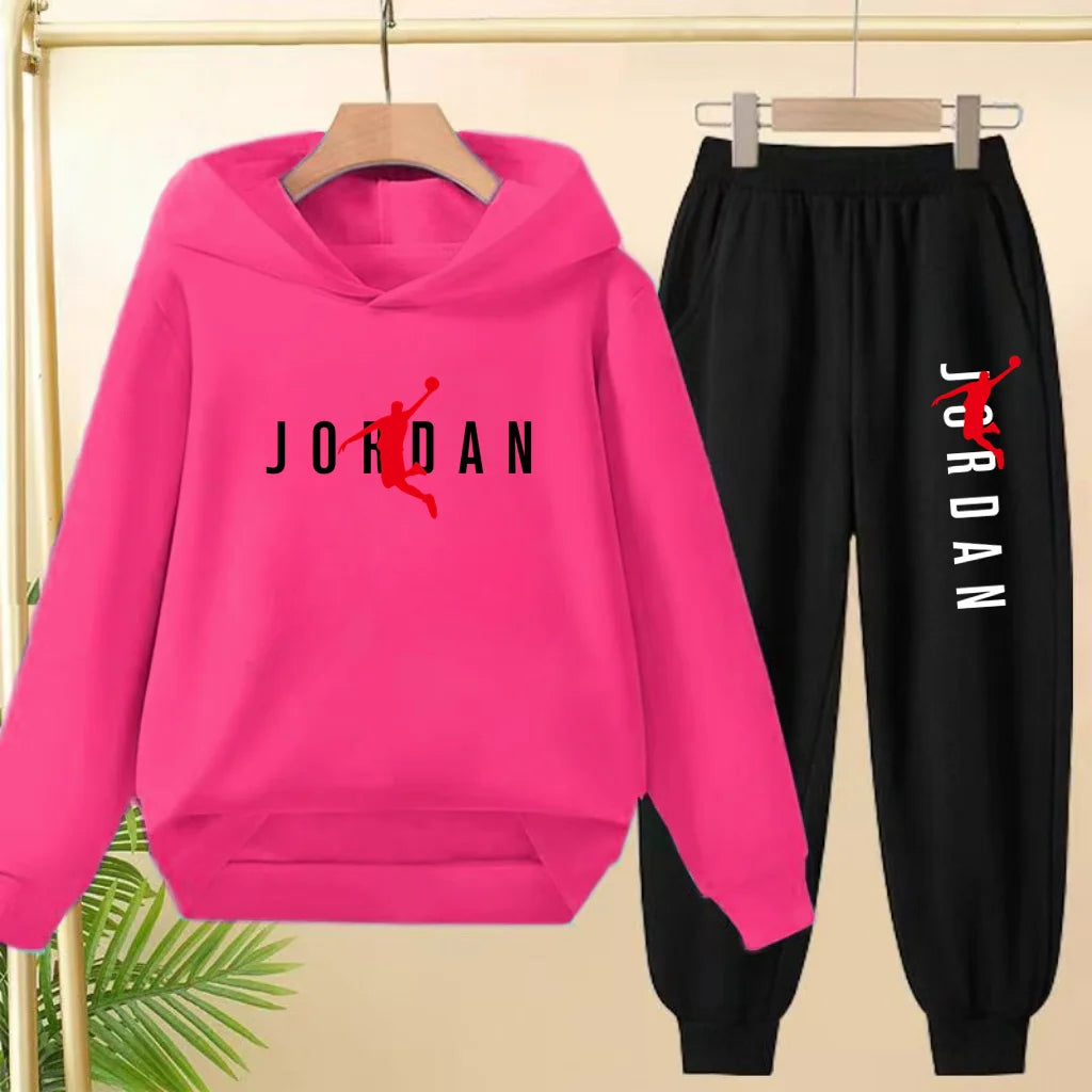 Glomexia Kids Black Hoodie Set – Trendy Sports Outfit