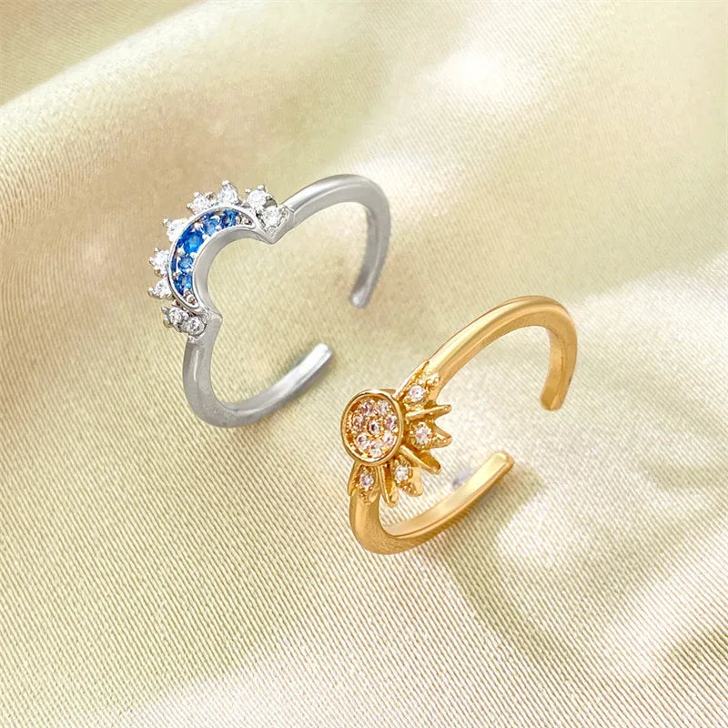 Sparkling Moon Sun Star Adjustable Ring