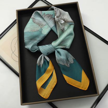 Women’s Luxury Cat Print Silk Square Scarf (70cm)