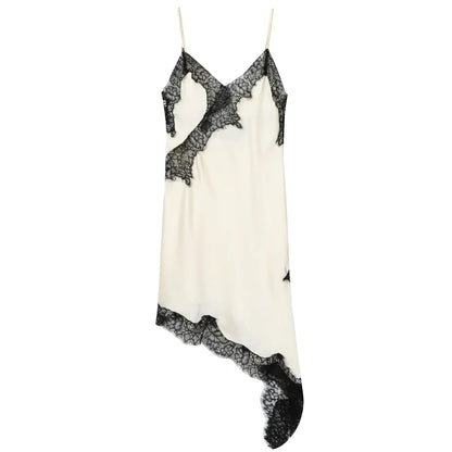 🌍 Glomexia – Women’s Lace Asymmetric Slip Dress | Sleeveless Backless Mini Party Dress 💃✨