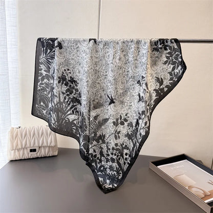 Women’s Luxury Floral Printed Silk Scarf