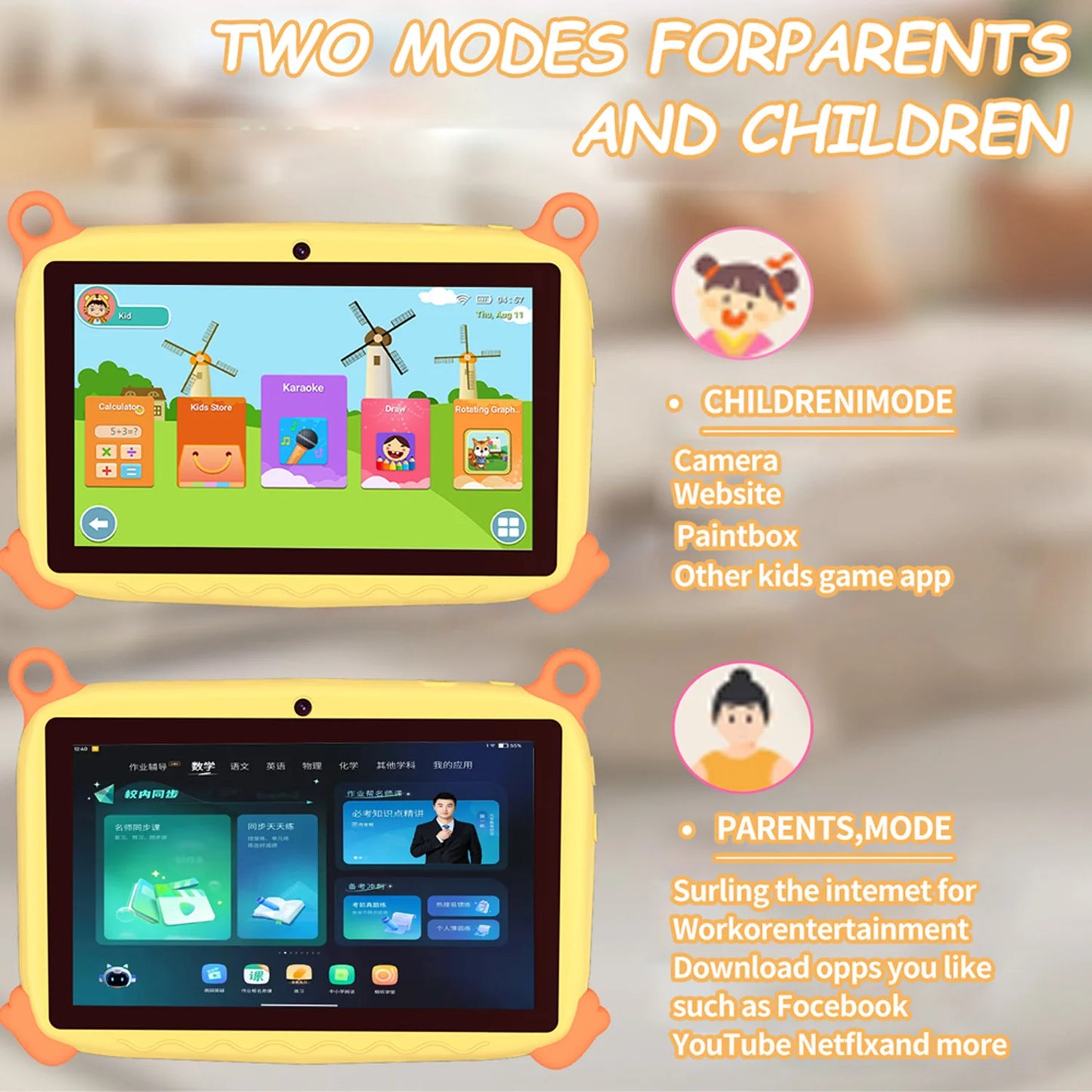 7″ Kids Android 13 Tablet 📱🎮 | 4GB RAM 64GB | Dual Camera