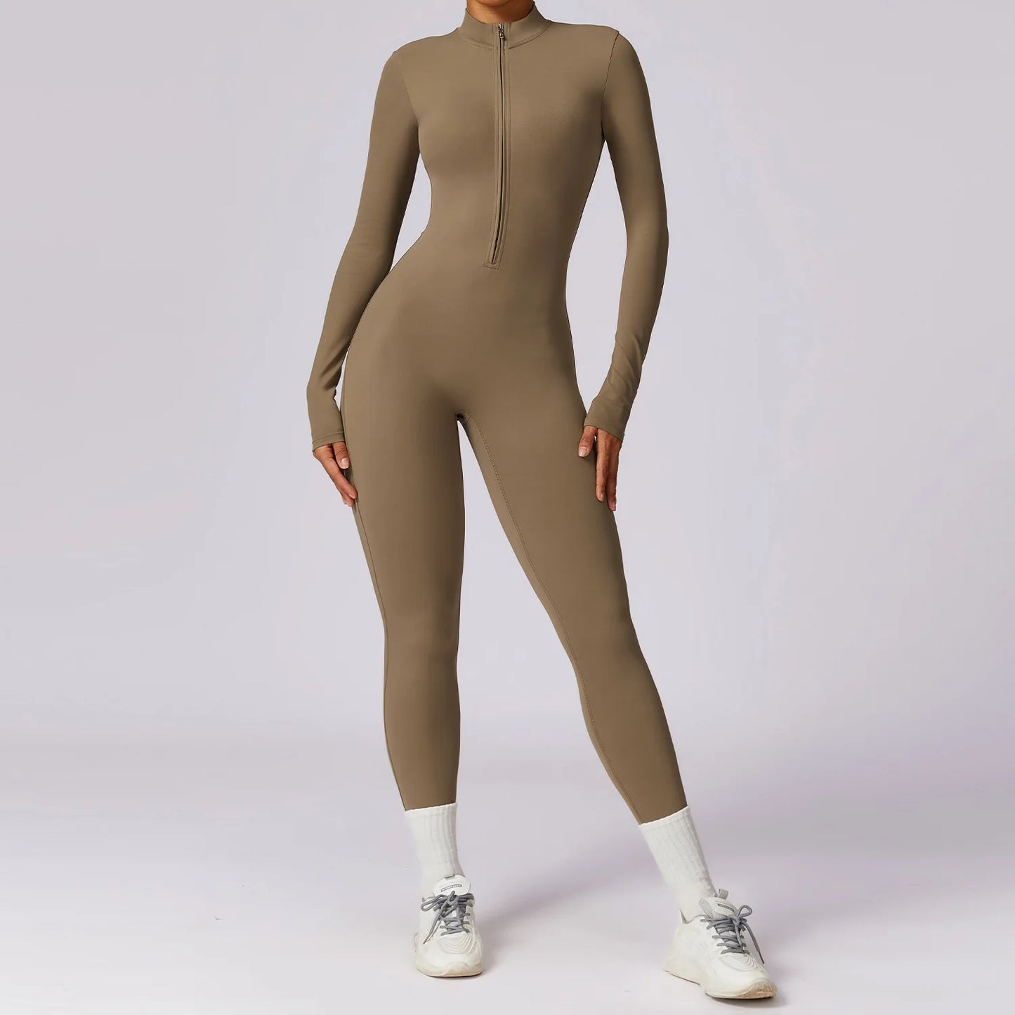 🧘‍♀️ Women’s Winter Yoga Jumpsuit – Long Sleeve High-Elastic Bodysuit