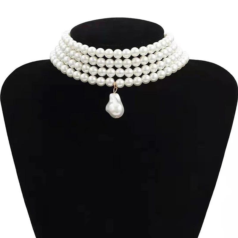 Premium Layered Baroque Pearl Choker Necklace