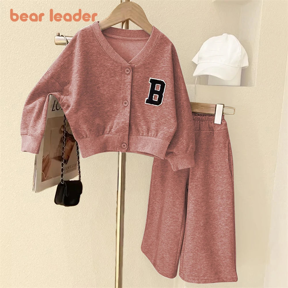 Premium Girls Autumn Alphabet Jacket & Pants Set (3–7Y)